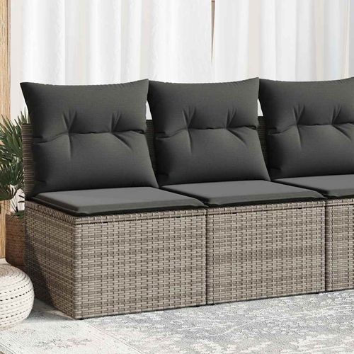 vidaXL 4 Piece Garden Sofa Set with Cushions Grey Poly Rattan Acacia - Home Symphony