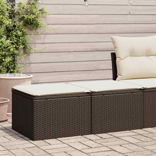 vidaXL 2 Piece Garden Sofa Set with Cushions Brown Poly Rattan Acacia - Home Symphony