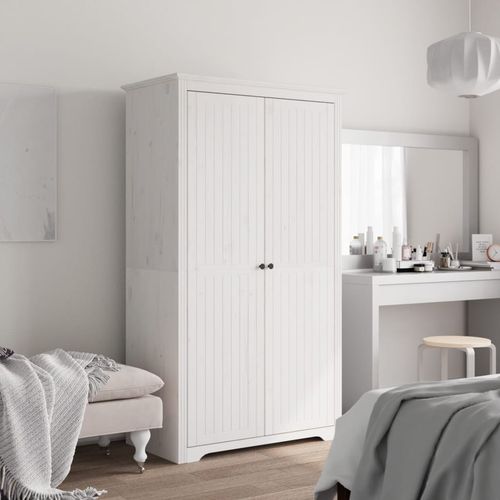 vidaXL Solid Pine Wood Wardrobe 101x52x176.5 cm French Style Spacious Storage for Bedroom - Home Symphony