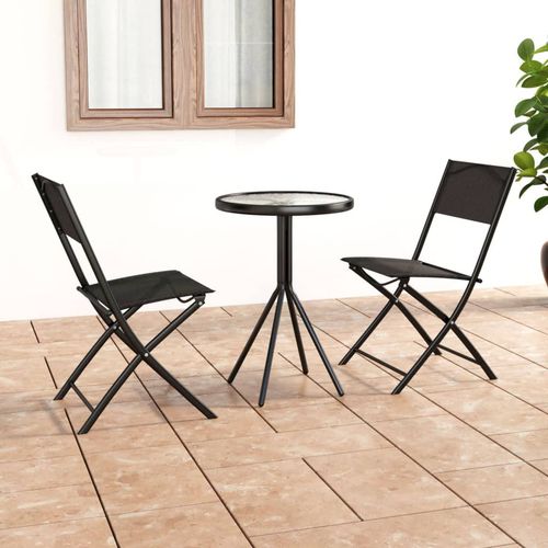 vidaXL 3 Piece Bistro Set Steel Black - Home Symphony