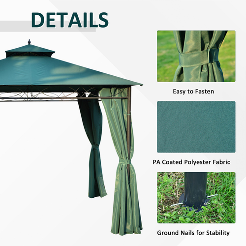 Outsunny Metal Garden Gazebo 3 x 3m with Water Resistant Roof for Outdoor Gatherings and Parties - Home Symphony