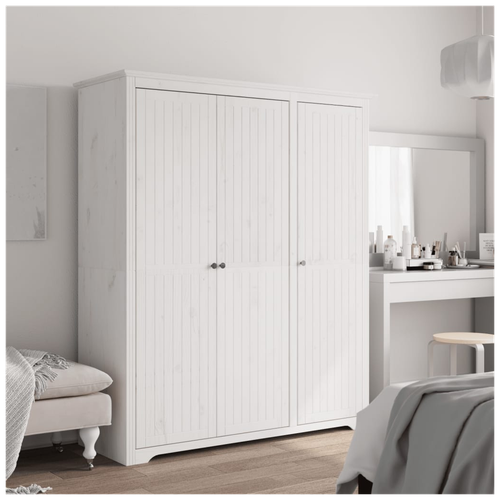 vidaXL Wardrobe BODO White 151.5x52x176.5 cm Solid Wood Pine - Home Symphony