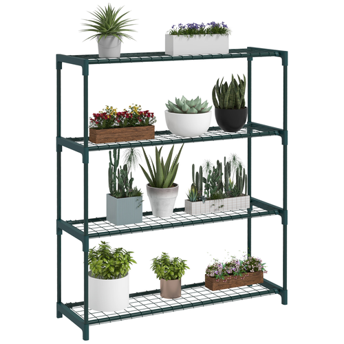 Outsunny 4-Tier Plant Stand with Grid Shelves for Indoor and Outdoor Floral Display - Home Symphony