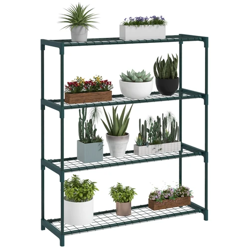 Outsunny 4-Tier Plant Stand with Grid Shelves for Indoor and Outdoor Floral Display by Outsunny