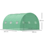 4x3x2m Tunnel Greenhouse Walk-In Hot House Roll Up Door & 6 Windows-Green by Outsunny