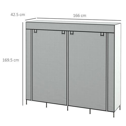 HOMCOM HOMCOM Fabric Wardrobe 166x42.5x169.5 cm with 12 Shelves and 2 Hanging Rails Foldable Closet for Bedroom Storage and Organization - Wardrobe