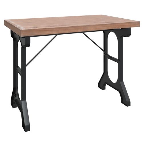 Dining Table 110x65x82 cm Solid Wood Fir and Iron - Home Symphony