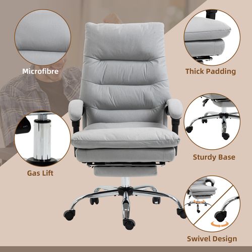Vinsetto Microfibre Vibration Massage Office Chair with Heat, Footrest, Grey offers comfort and style for your workspace.