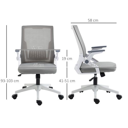 Vinsetto Mesh Office Chair for Home with Lumbar Support, Flip-up Arm, Wheels offers optimal comfort and functionality.