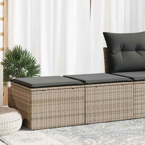 vidaXL 2 Piece Garden Sofa Set with Cushions Grey Poly Rattan Acacia - Home Symphony