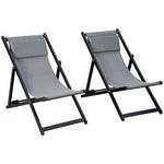 Outsunny 2Pcs Texteline Chaise Lounge Recliner Chair Adjust Lounger Patio Grey -