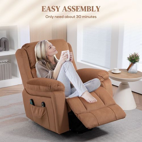 HOMCOM Lift Chair Riser and Recliner Chair with Vibration Massage, Heat, Brown - Home Symphony