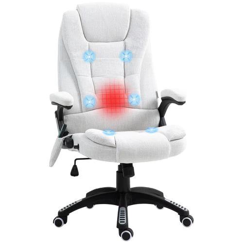 Vinsetto Office Chair w/ Heating Massage Points Relaxing Reclining Cream White by Vinsetto