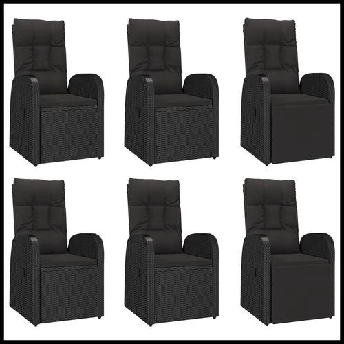 vidaXL 7 Piece Garden Dining Set Black Poly Rattan&Solid Wood Acacia - Garden Set