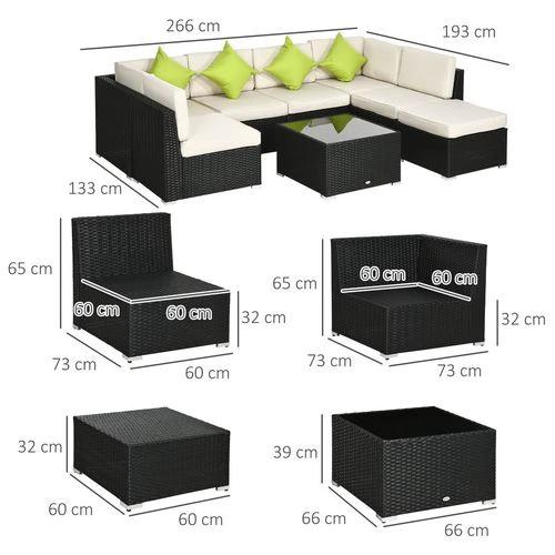 Outsunny Outsunny 8 Pieces Patio Rattan Sofa Set Garden Furniture Set for Outdoor Black - Garden Sofa Sets