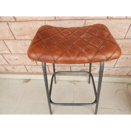 Stylish Leather Stool 78CM with Sturdy Metal Frame for Modern Home Decor - Home Symphony