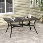 Outsunny Outsunny Garden Table with Parasol Hole for Patio, Deck, Brown, 150 x 96 x 73cm - Garden Table