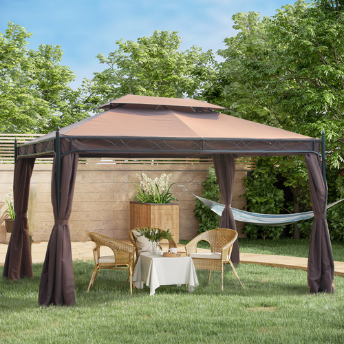 Durable Metal Gazebo Canopy 3x4m Weather-Resistant Shelter with Sidewalls for Outdoor Entertaining - Home Symphony