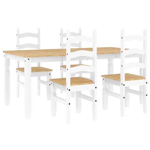 vidaXL 5 Piece Dining Set Panama White Solid Wood Pine - Home Symphony