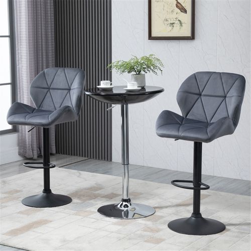 Adjustable Swivel Bar Stools Set of Two with Diamond Stitching and Footrest for Modern Home Bars and Kitchens - Home Symphony