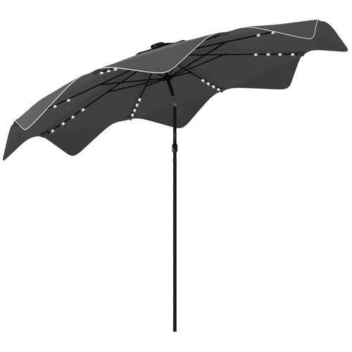 Outsunny Garden Parasol Umbrella with LED Lights and Tilt, Table Umbrella - Home Symphony