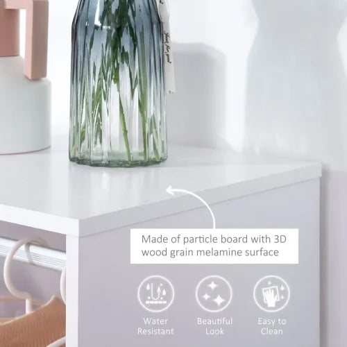 Open Wardrobe Clothes Rail Bedroom Clothes Storage w/ Hanging Rod Shelves White - Home Symphony