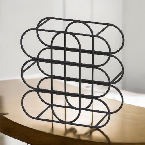 Cast Iron Effect Wine Rack 13 Inch for 9 Bottles with Ornate Side Detail for Wine Enthusiasts - Home Symphony