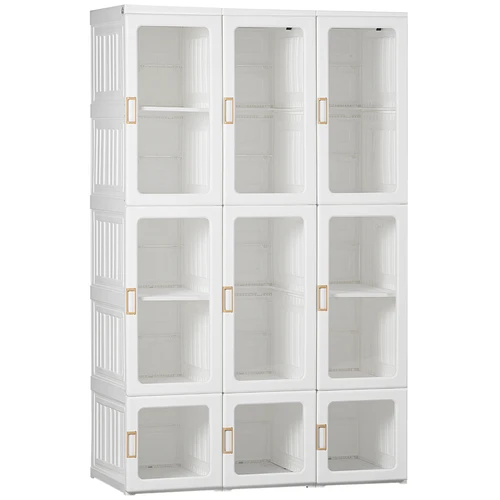 HOMCOM HOMCOM Portable Wardrobe 104x50x170cm Modular Storage with Clear Doors and Hanging Rods for Home Organization - Wardrobe