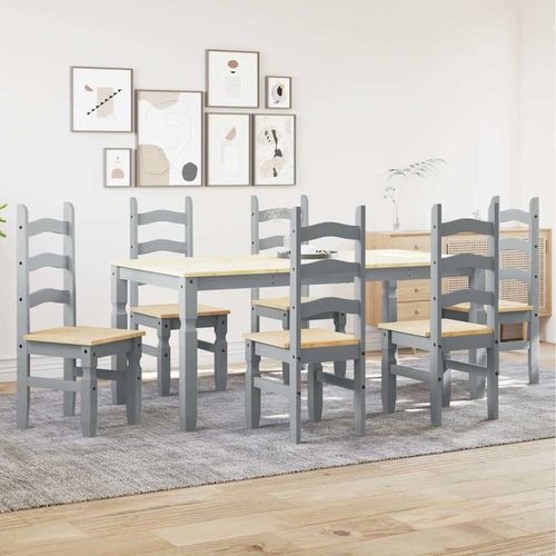 vidaXL 7 Piece Dining Set Panama Grey Solid Wood Pine - Home Symphony
