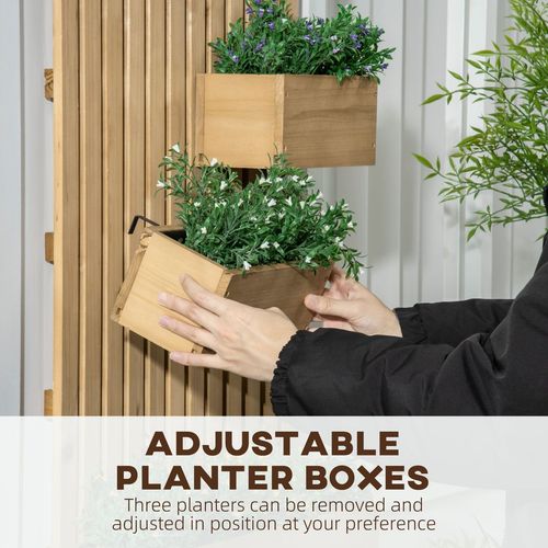 Outsunny Wooden Garden Planters with Trellis Wall-mounted Raised Garden Bed - Home Symphony