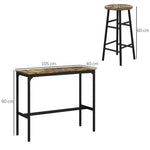 HOMCOM 5 Piece Bar Set, Industrial Kitchen and Chair Set Rustic Brown - Home Symphony