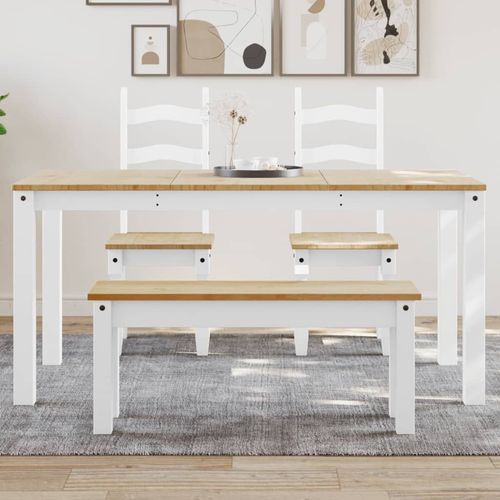 vidaXL Dining Table Panama White 160x80x75 cm Solid Wood Pine - Home Symphony