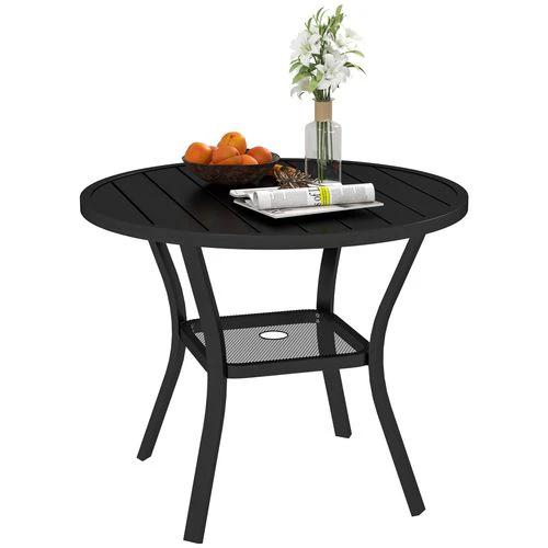 Outsunny 90 cm Garden Dining Table, Round Garden Table with Parasol Hole by Outsunny