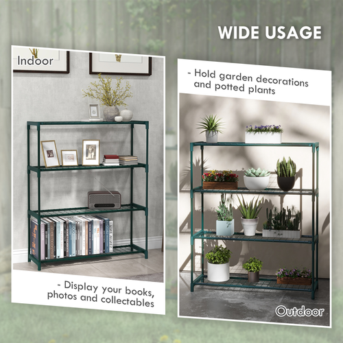 Outsunny 4-Tier Plant Stand with Grid Shelves for Indoor and Outdoor Floral Display - Home Symphony