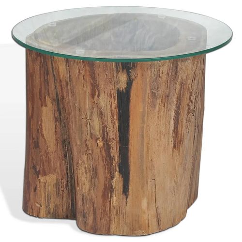 vidaXL Coffee Table Teak Glass 50x40 cm - Home Symphony