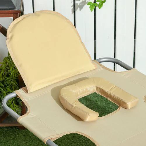 Patio Foldable Sun Lounger 5 Level Adjustable Reclining Chair Beige by Outsunny
