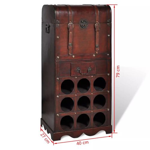 Elegant Wooden Wine Rack for 9 Bottles with Storage Trunk and Drawer for Wine Enthusiasts by Home Symphony. Stylish storage solution.