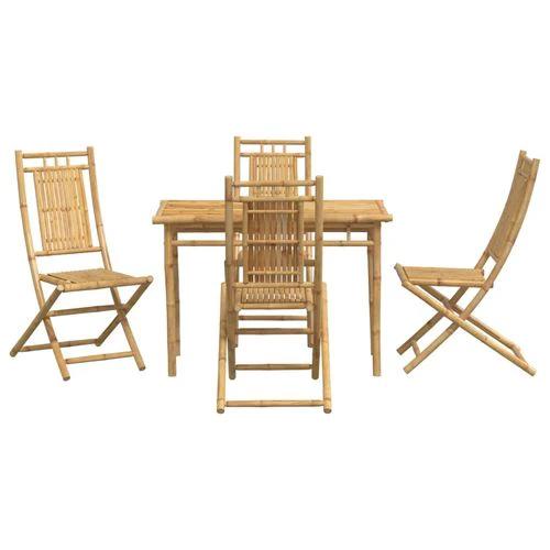 vidaXL 5 Piece Bamboo Garden Dining Set with Water-Resistant Finish for Outdoor Entertaining by vidaXL