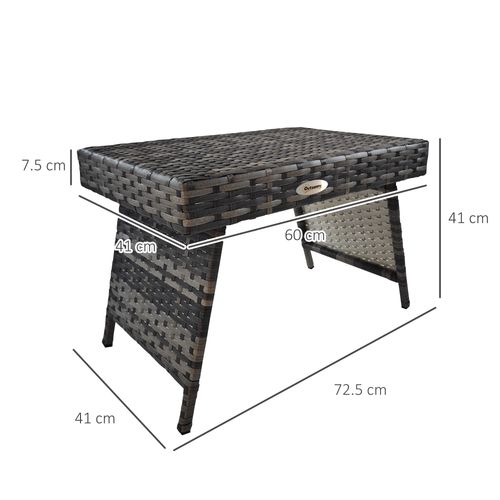 Outsunny Foldable Outdoor Coffee Table, Metal Frame Rattan Side Table, Grey - Home Symphony