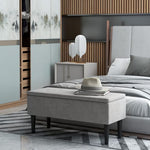 HOMCOM 15" Ottoman Storage Box with Wooden Legs and 47L Storage Capacity, Grey - Home Symphony