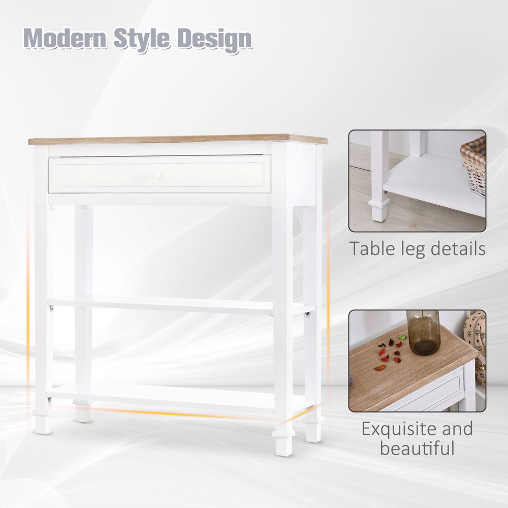 MDF Wide Drawer Console Table White - Console Table from HOMCOM