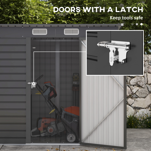 Outsunny Galvanised Metal Garden Shed 6.3 x 4.3FT Lockable Door with Ventilation for Outdoor Tool Storage - Home Symphony