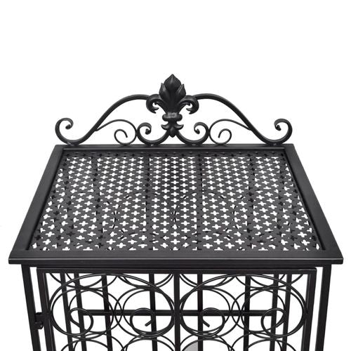 Wrought Iron Wine Rack for 28 Bottles Elegant Design with Side Lock Door for Wine Enthusiasts - Home Symphony