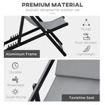 2Pcs Texteline Chaise Lounge Recliner Chair Adjust Lounger Patio Grey by Outsunny