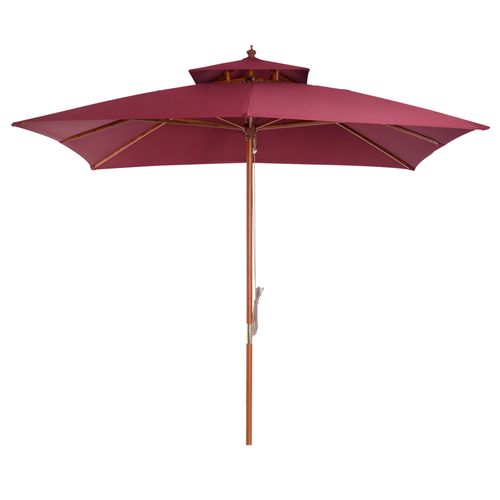 3m Patio Umbrella Bamboo Umbrella Parasol-Wine Red - Home Symphony