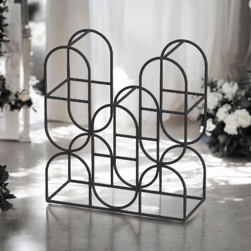 Elegant Cast Iron Wine Rack 14 Inch with Ornate Design for Sophisticated Wine Enthusiasts - Home Symphony