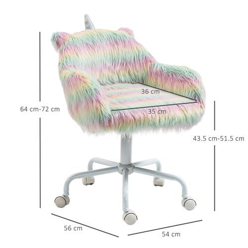 Vinsetto Faux Fur Unicorn Desk Chair Fluffy Home Office Chair with Armrests adds playful charm to any workspace.
