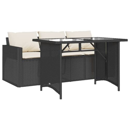 vidaXL 2 Piece Garden Dining Set with Cushions Black Poly Rattan - Home Symphony