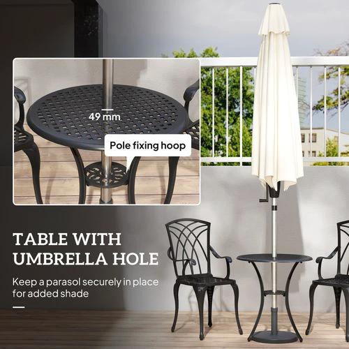 Outsunny Cast Aluminium 2-Seater Outdoor Garden Table & Chair Set Brown - Uncategorized Garden Set