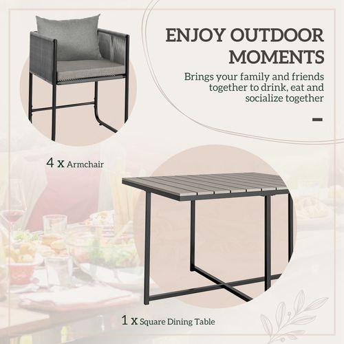 Outsunny Rattan Dining Set, Rattan Cube Dining Sets w/ Space-saving Design - Home Symphony